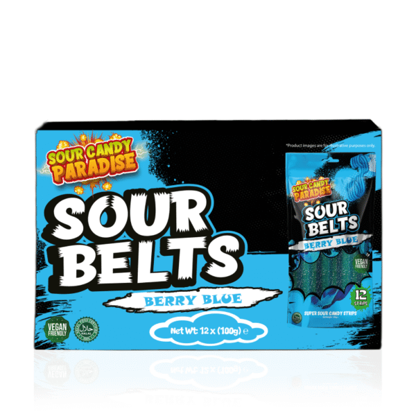 Sour Candy Paradise Sour Belts Berry Blue 12x100g - Image 2