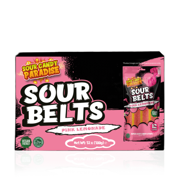 Sour Candy Paradise Sour Belts Pink Lemonade 12x100g - Image 2