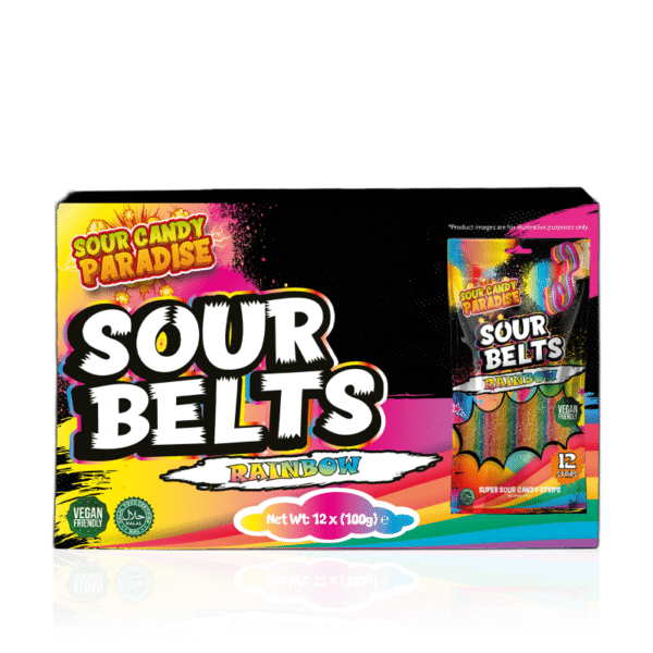 Sour Candy Paradise Sour Belts Rainbow 12x100g - Image 2