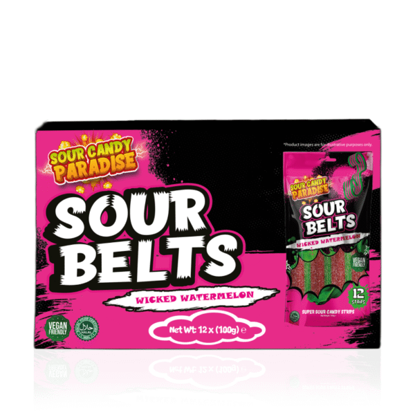 Sour Candy Paradise Sour Belts Wicked Watermelon 12x100g - Image 2